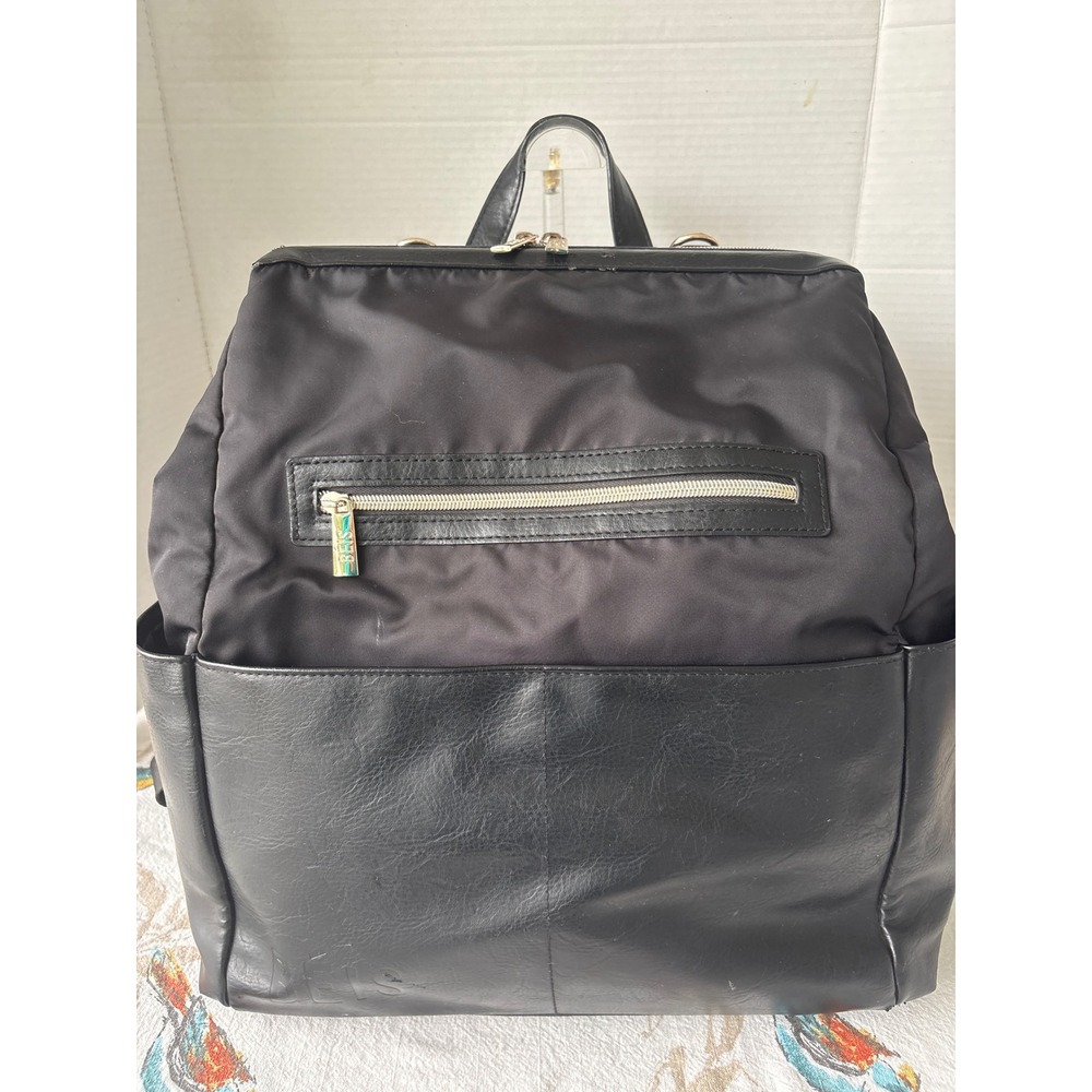BEIS Black Nylon Faux Leather Backpack Travel Bag Baby Bag